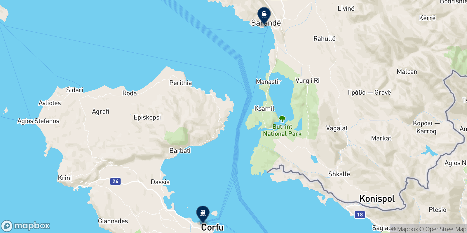 Carte des destinations Finikas Lines