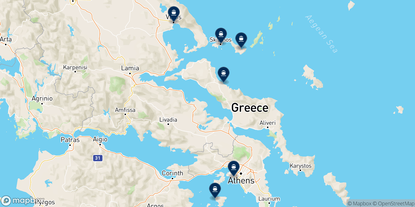 Carte des destinations Anes Ferries