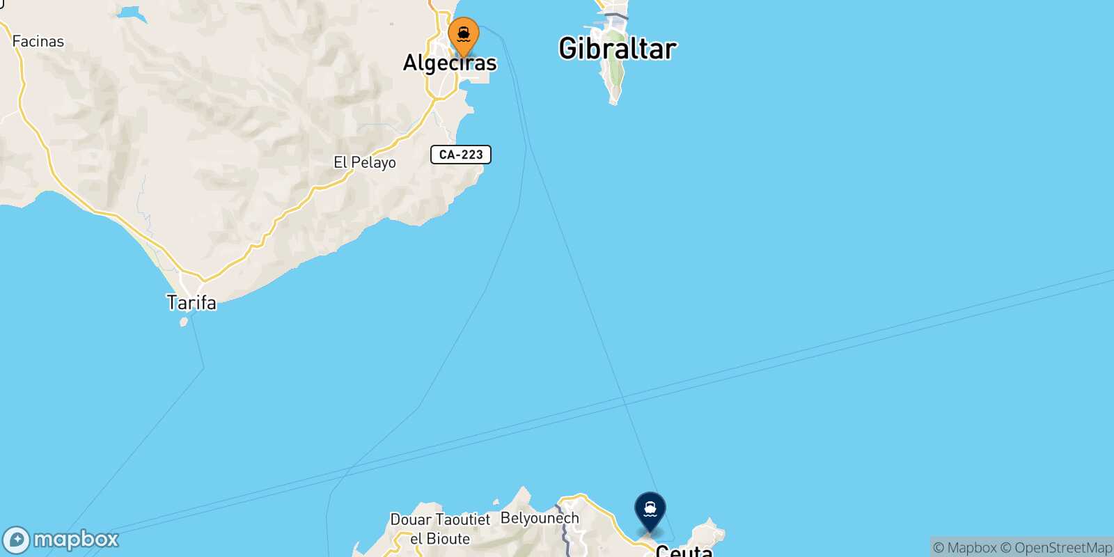 Carte des destinations de Algésiras