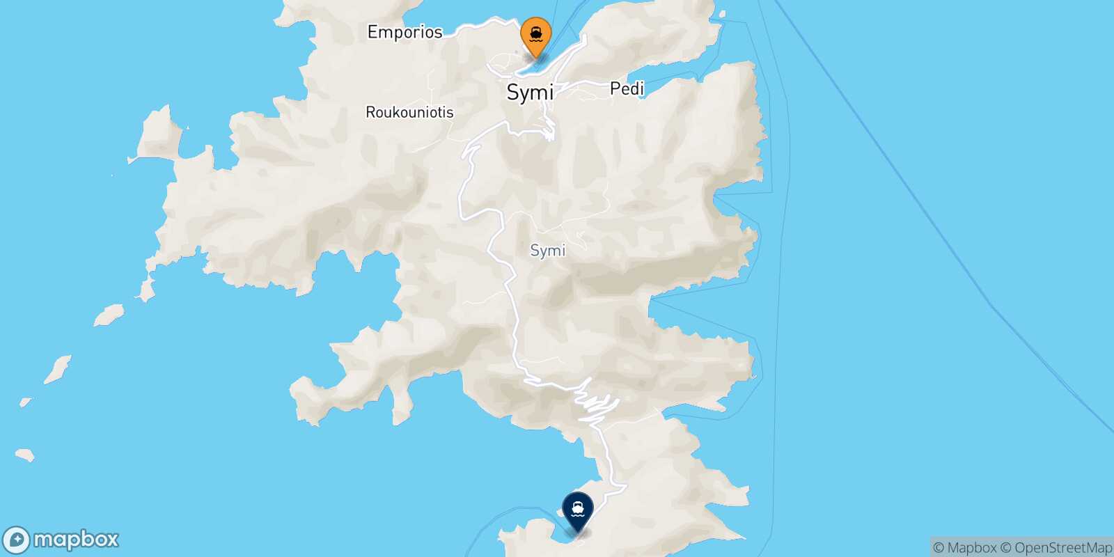 Carte des traverséesSymi Panormitis (Symi)