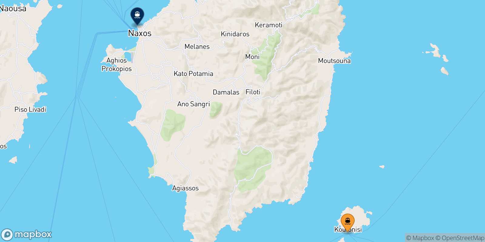 Carte des traverséesKoufonissi Naxos