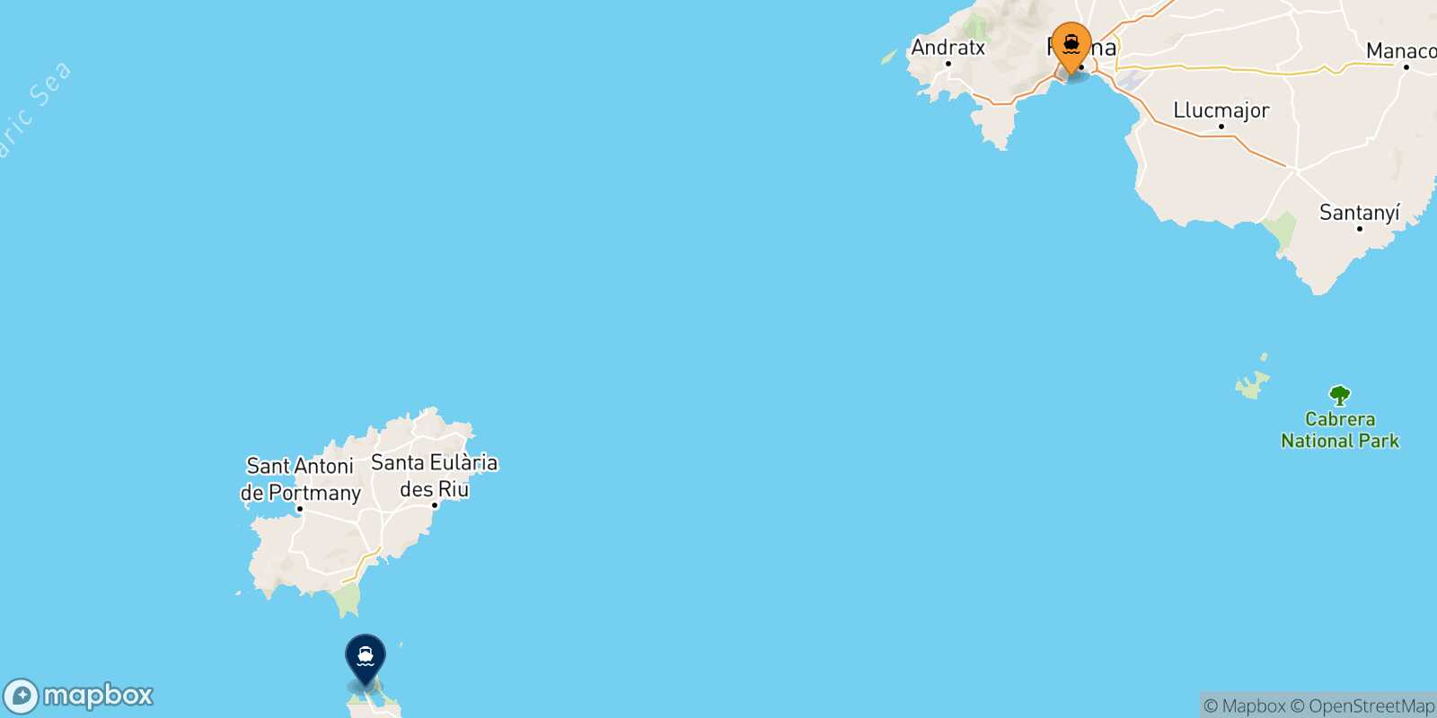Carte des traverséesPalma Di Majorque Formentera