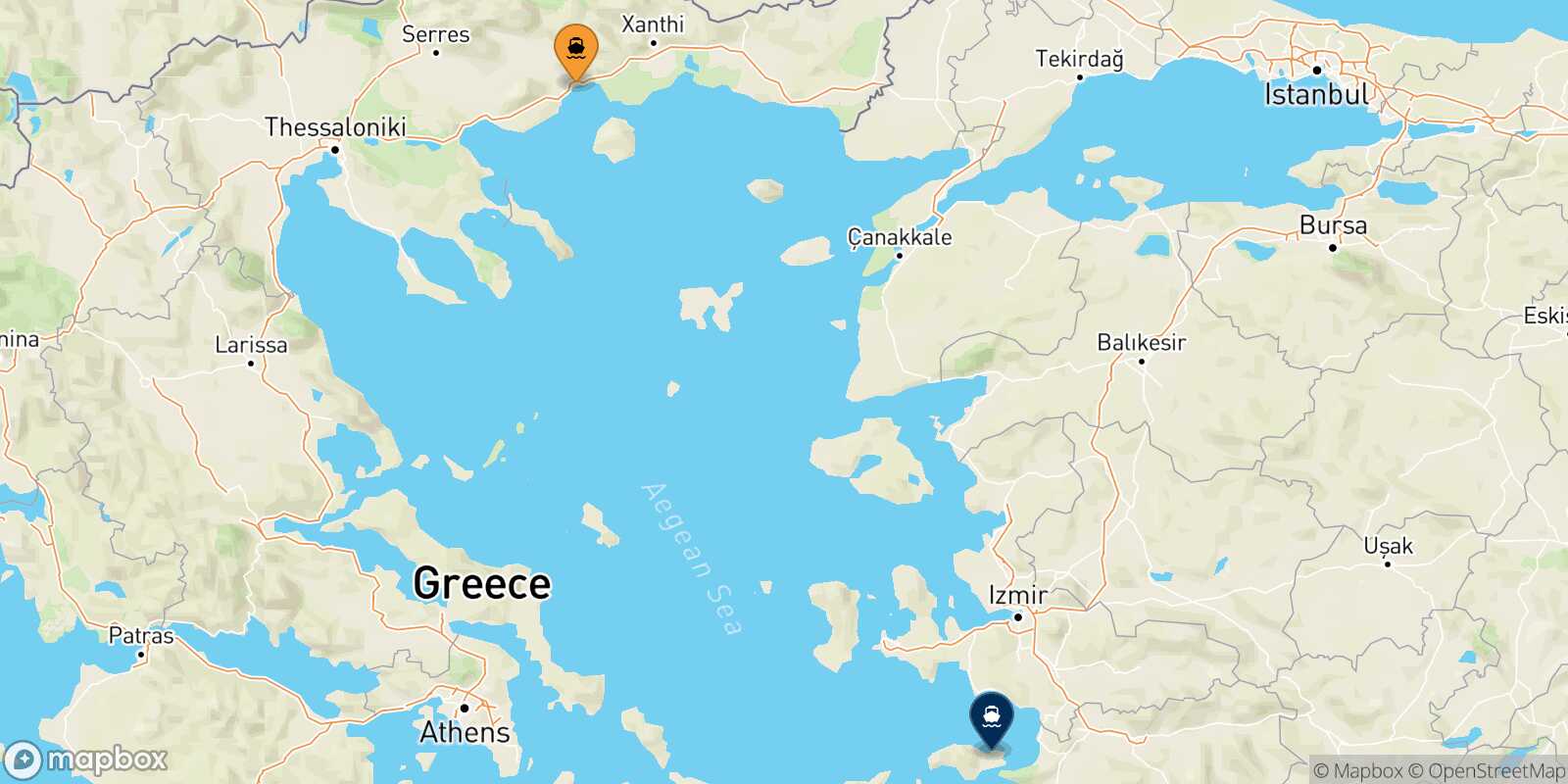 Carte des traverséesKavala Vathi (Samos)