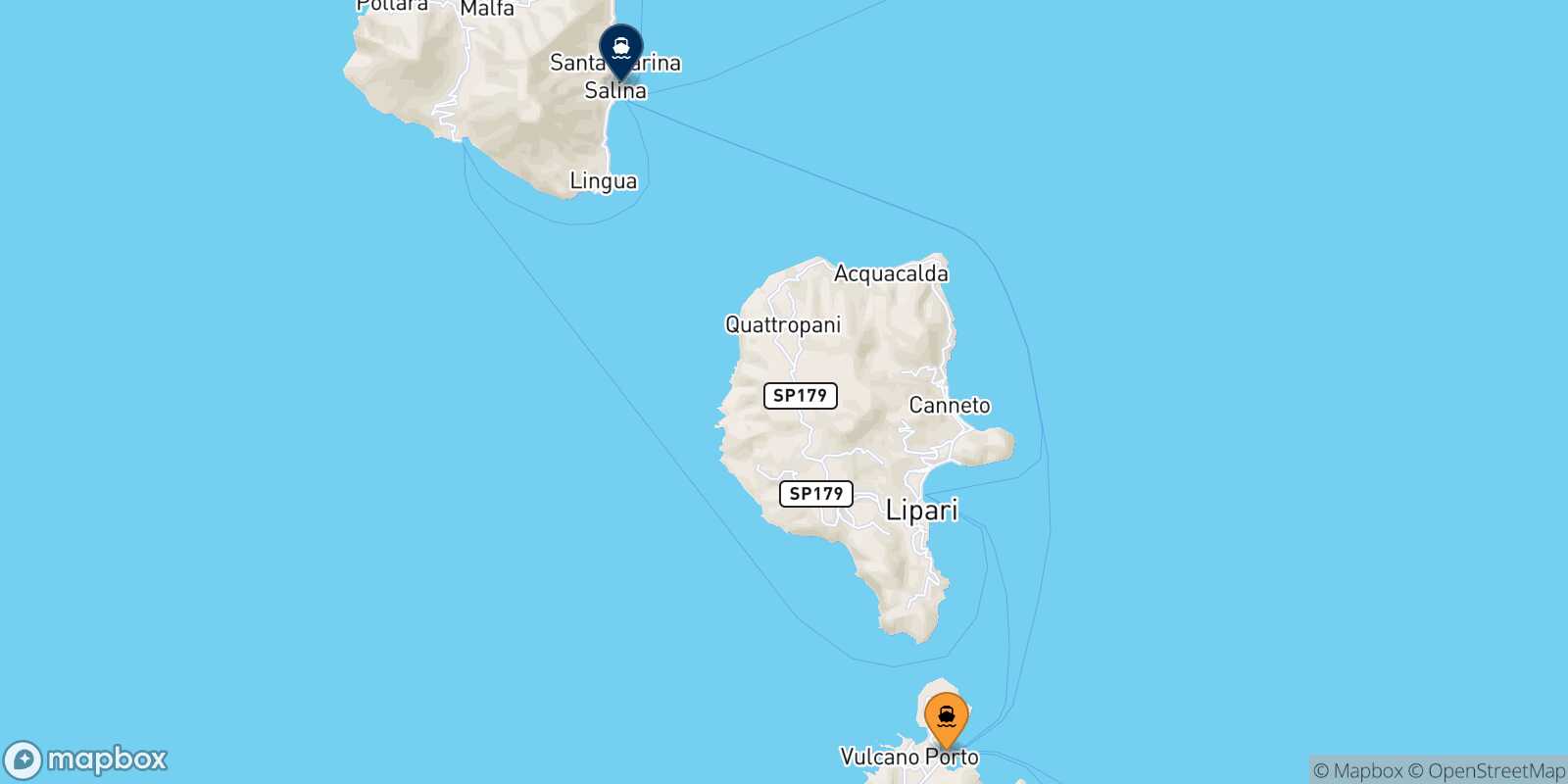 Carte des traverséesVulcano Santa Marina (Salina)