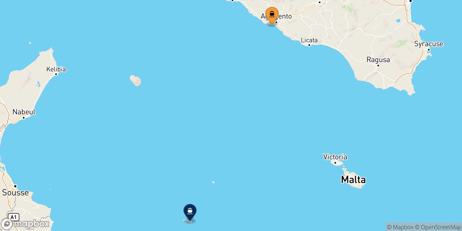 Carte des traverséesPorto Empedocle Lampedusa