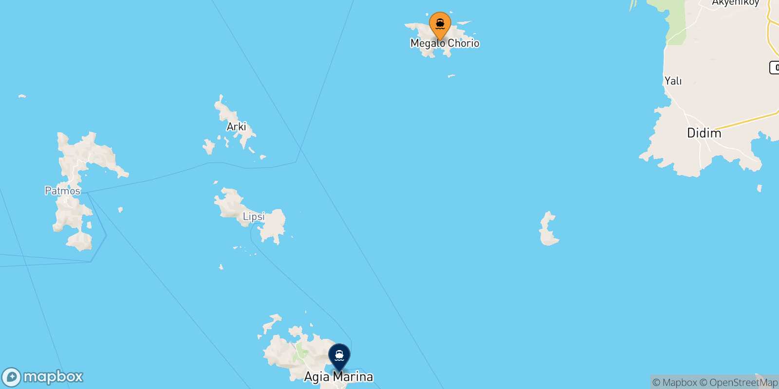 Carte des traverséesAgathonissi Agia Marina (Leros)