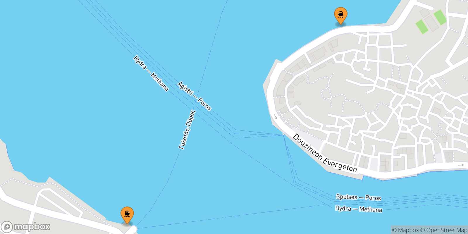 Carte des ports  Spetses