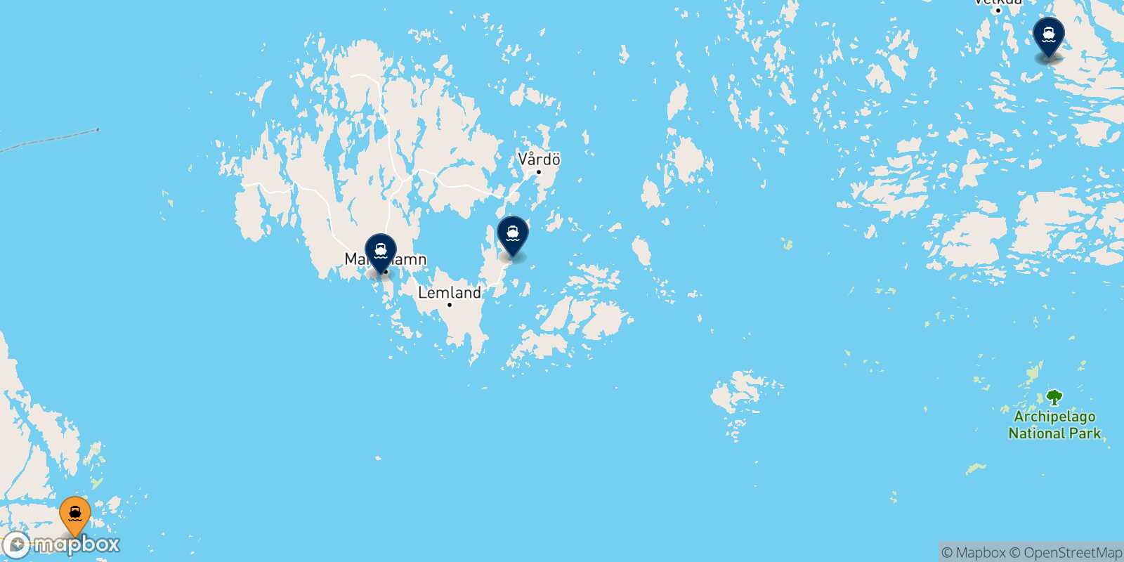 Carte des destinations de Kapellskär