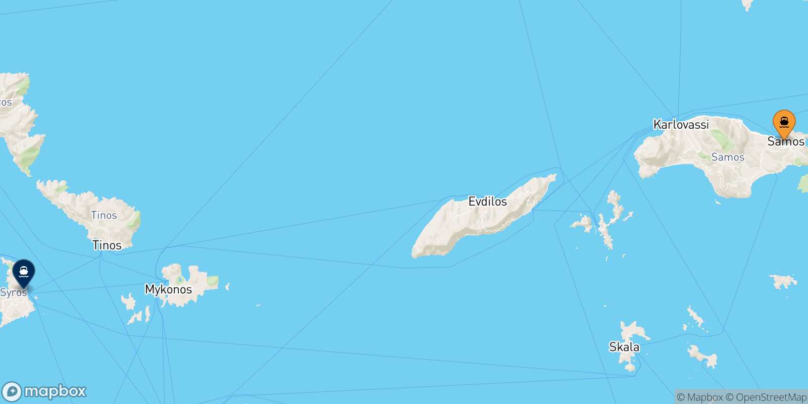 Carte des traverséesVathi (Samos) Syros
