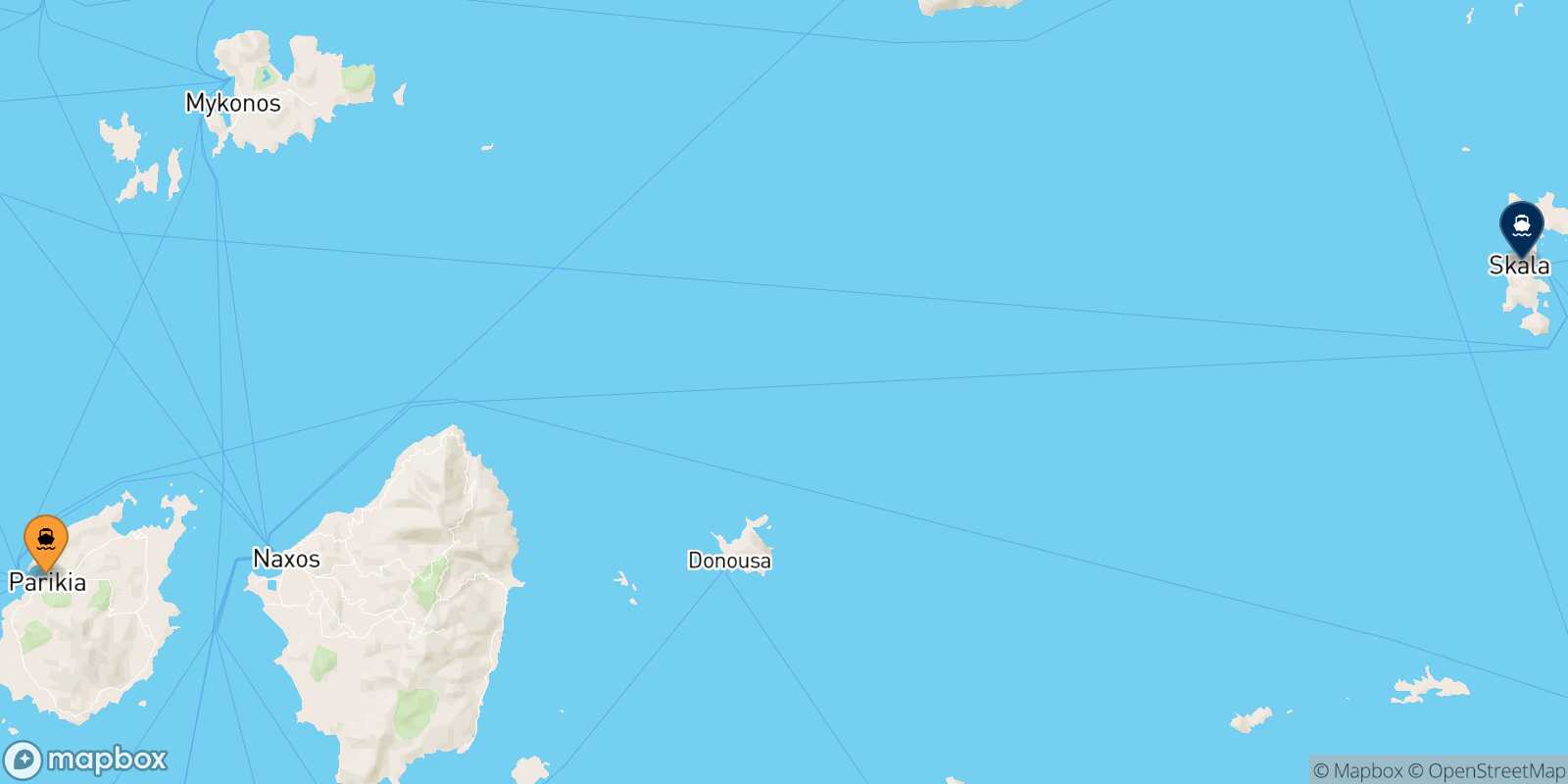 Carte des traverséesParos Patmos