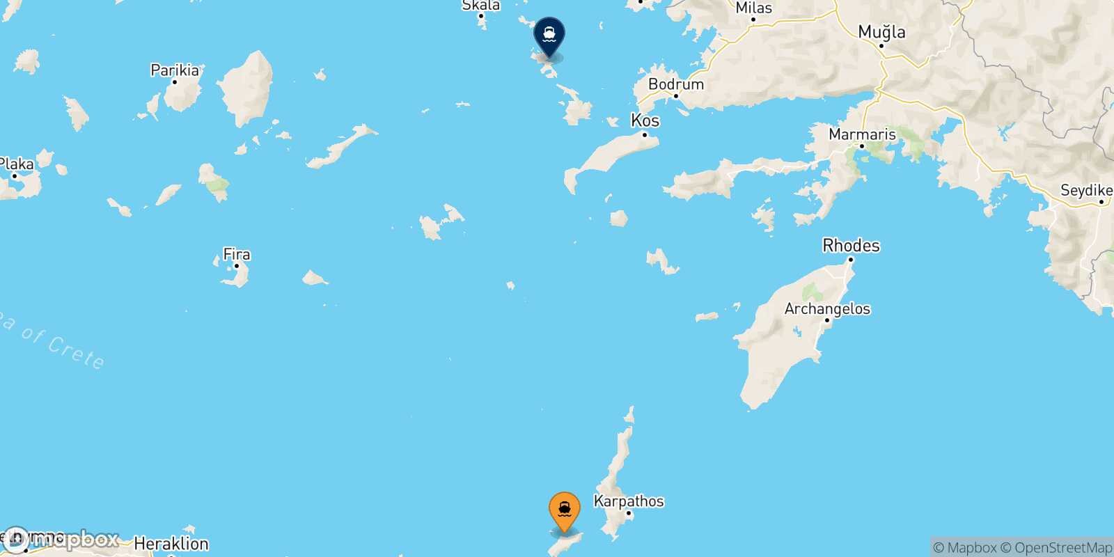 Carte des traverséesKassos Leros