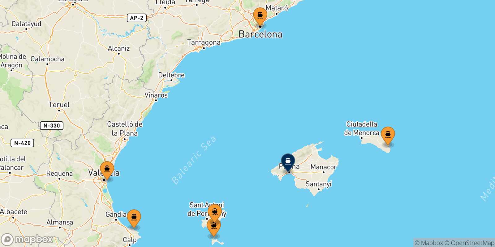 Carte des ports  Palma Di Majorque