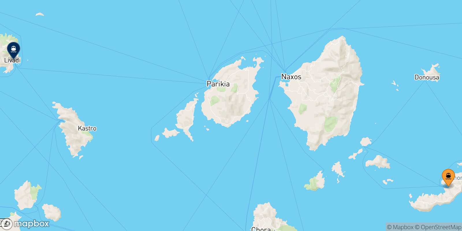 Carte des traverséesKatapola (Amorgos) Sérifos
