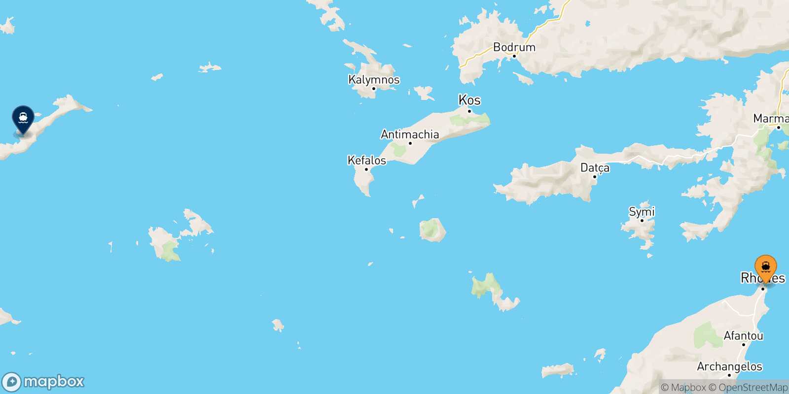 Carte des traverséesRhodes Katapola (Amorgos)