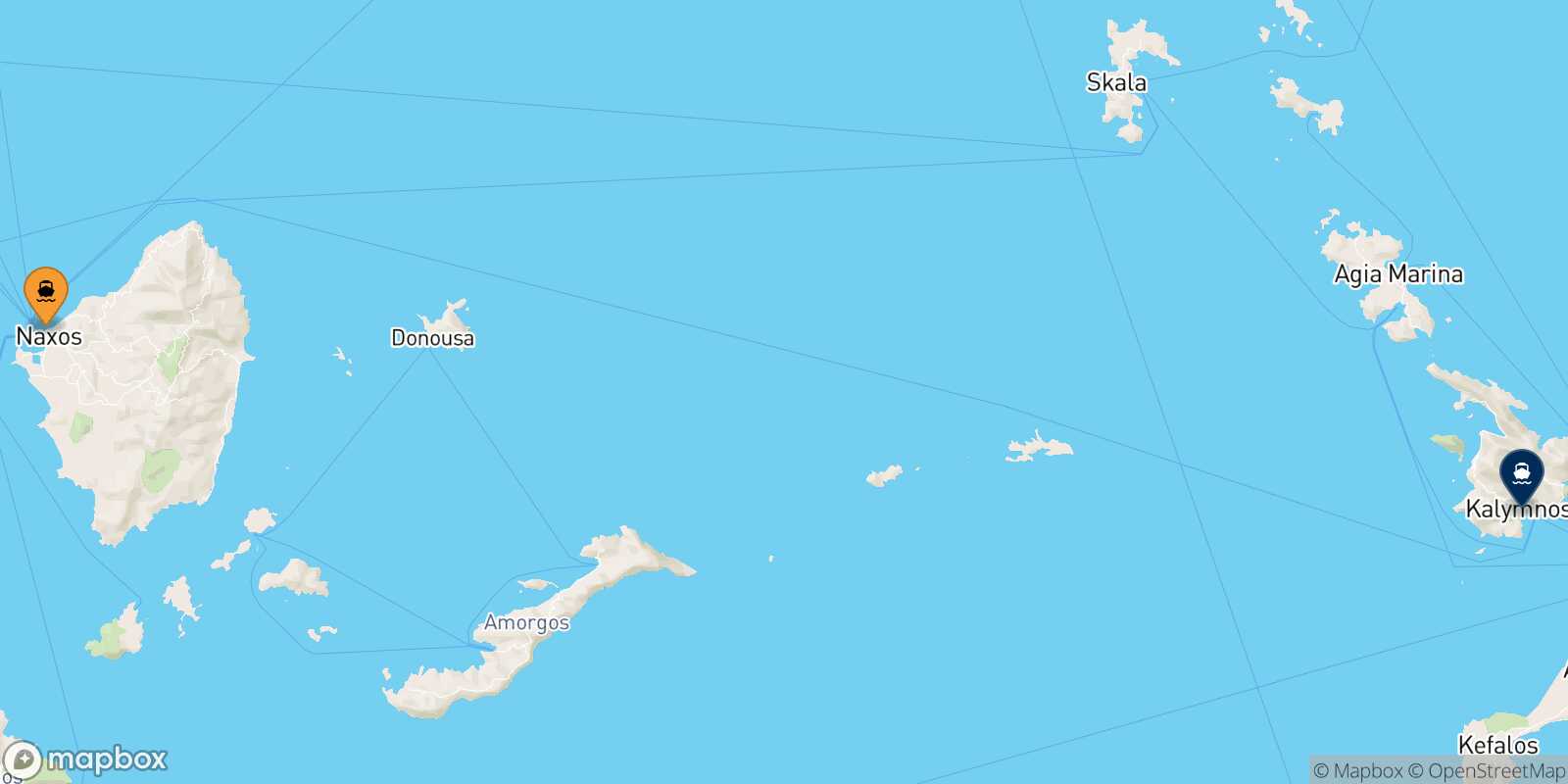 Carte des traverséesNaxos Kalymnos