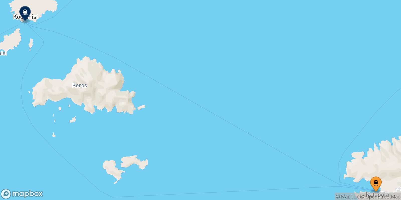 Carte des traverséesKatapola (Amorgos) Koufonissi