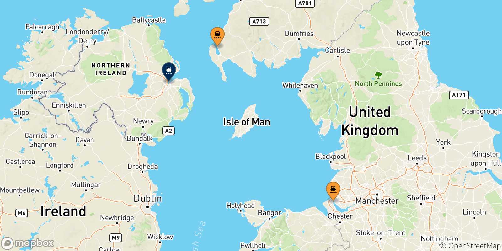 Carte des ports  Irlande Du Nord