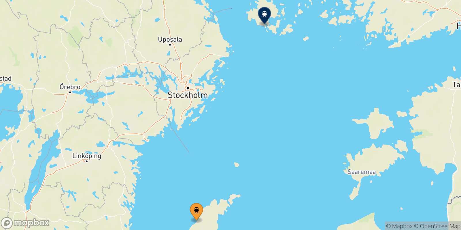 Carte des traverséesVisby Mariehamn