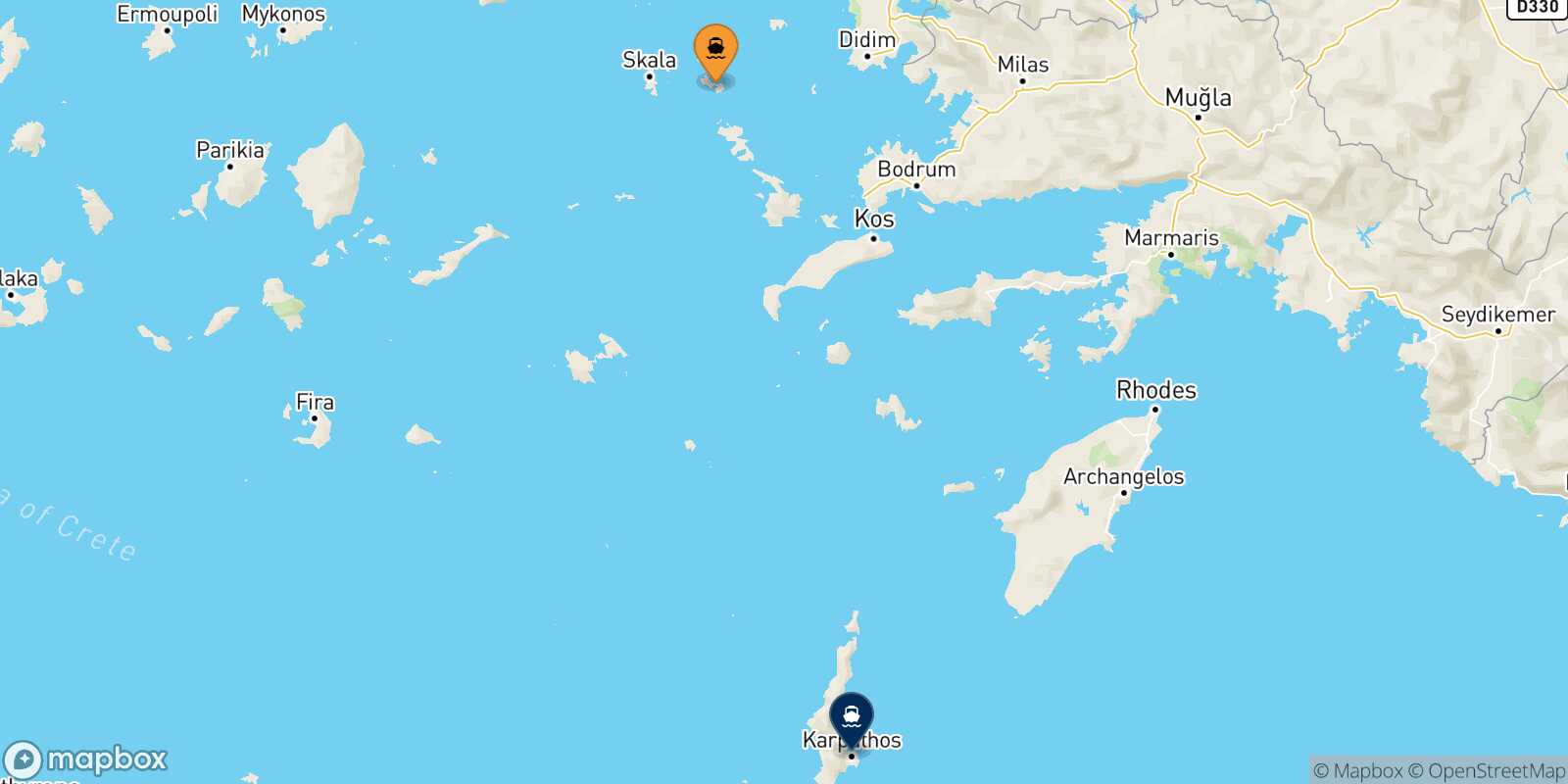Carte des traverséesLipsi Karpathos