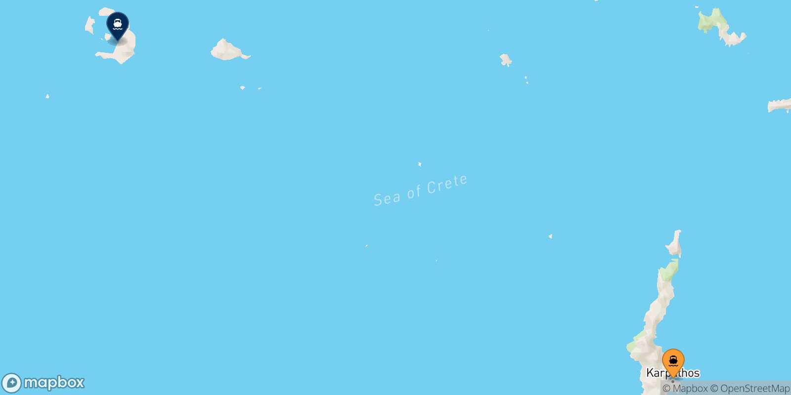 Carte des traverséesKarpathos Thera (Santorin)