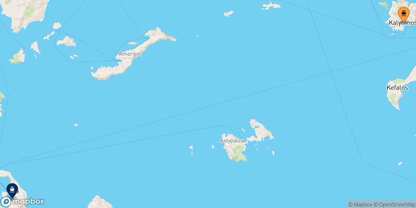 Carte des traverséesKalymnos Thera (Santorin)