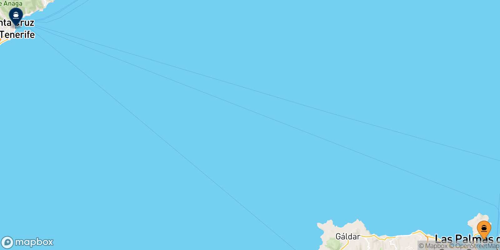 Carte des traverséesLas Palmas De Gran Canaria Santa Cruz De Tenerife