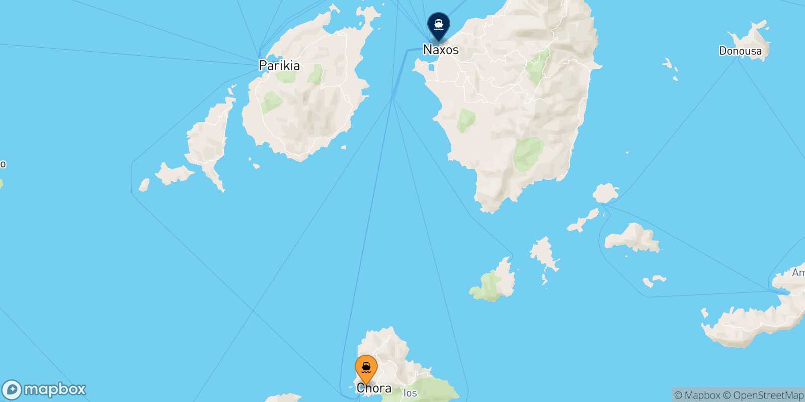 Carte des traverséesIos Naxos