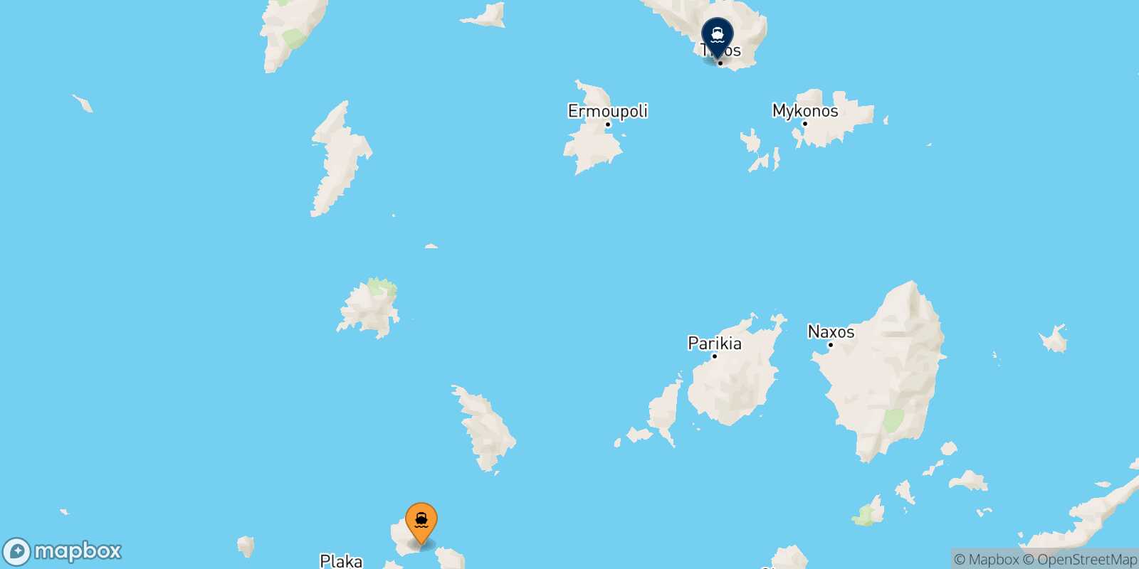 Carte des traverséesKimolos Tinos