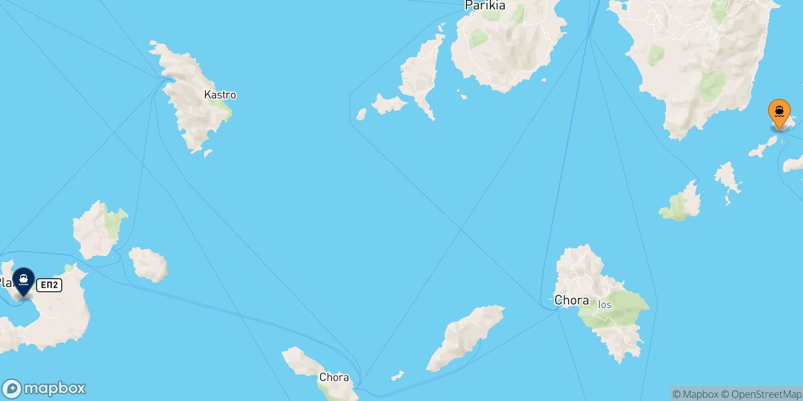 Carte des traverséesKoufonissi Milos