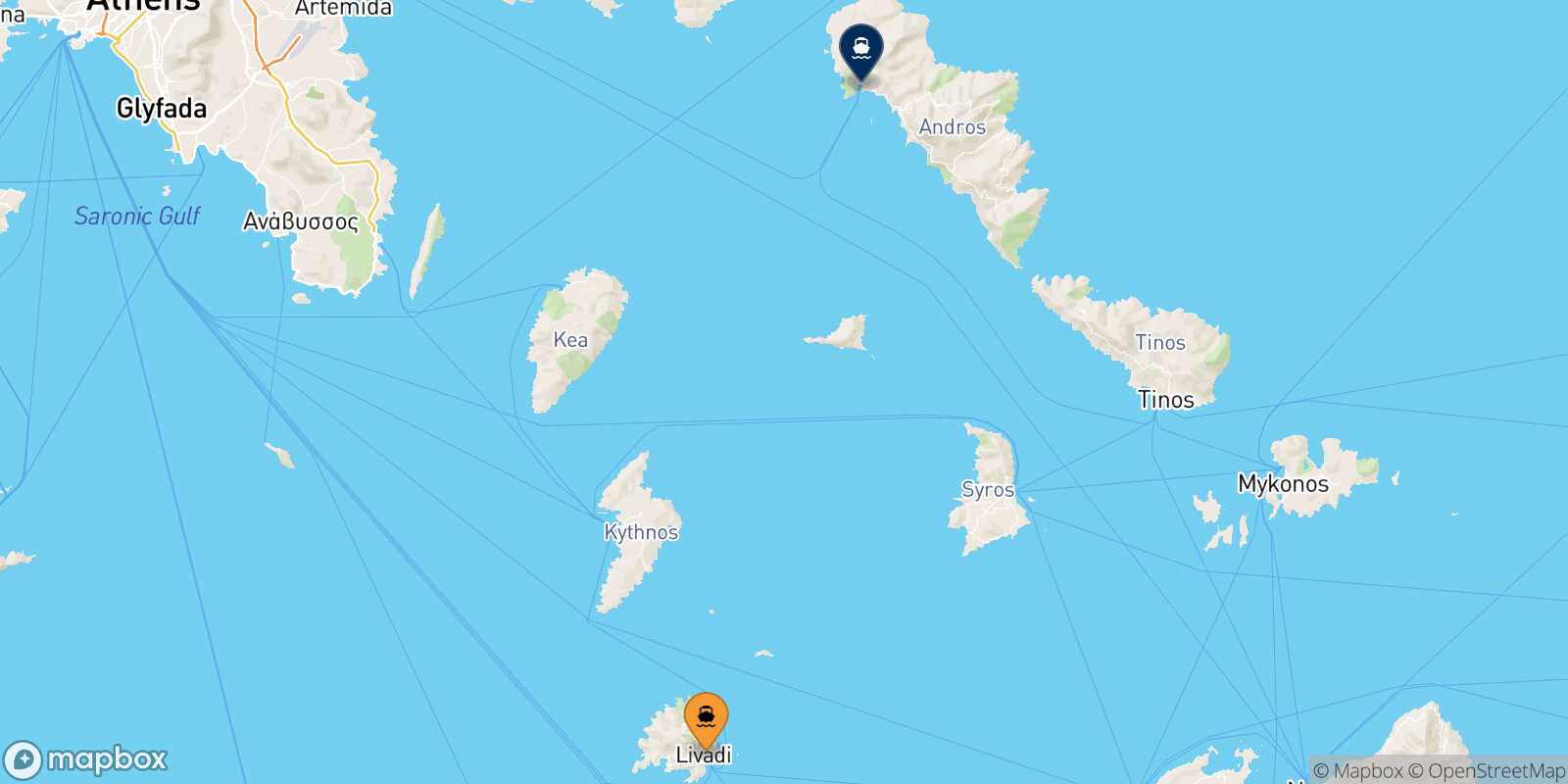 Carte des traverséesSérifos Andros