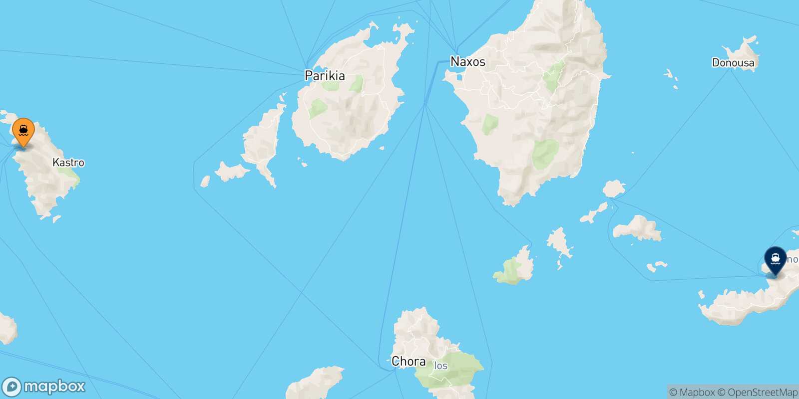 Carte des traverséesSifnos Katapola (Amorgos)