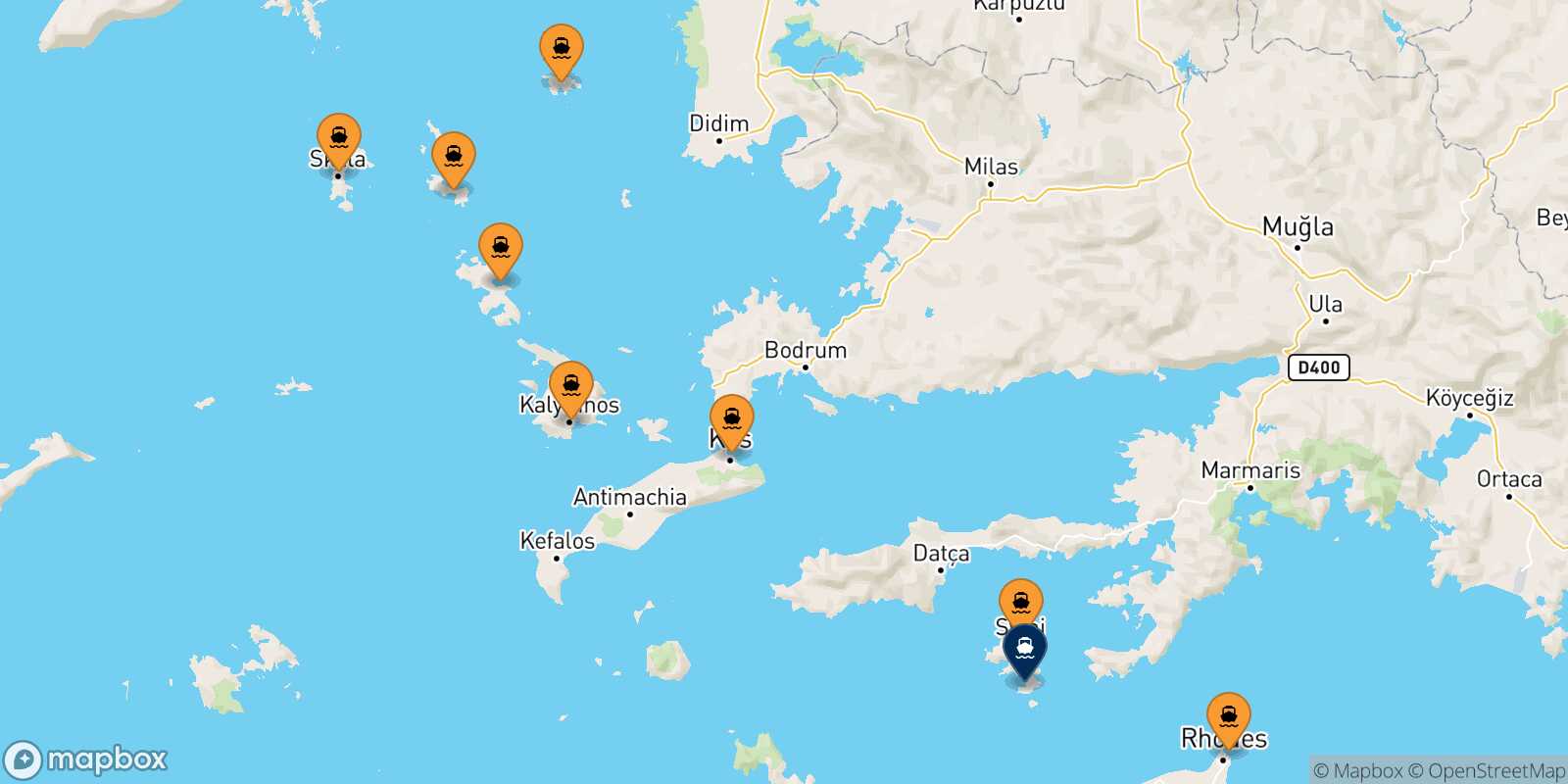 Carte des ports  Panormitis (Symi)