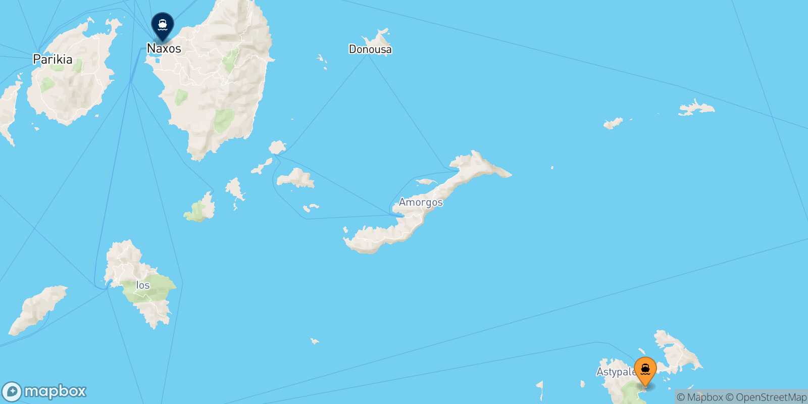 Carte des traverséesAstypalea Naxos