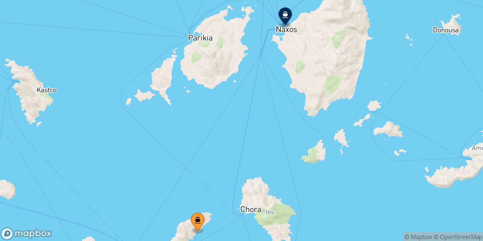 Carte des traverséesSikinos Naxos