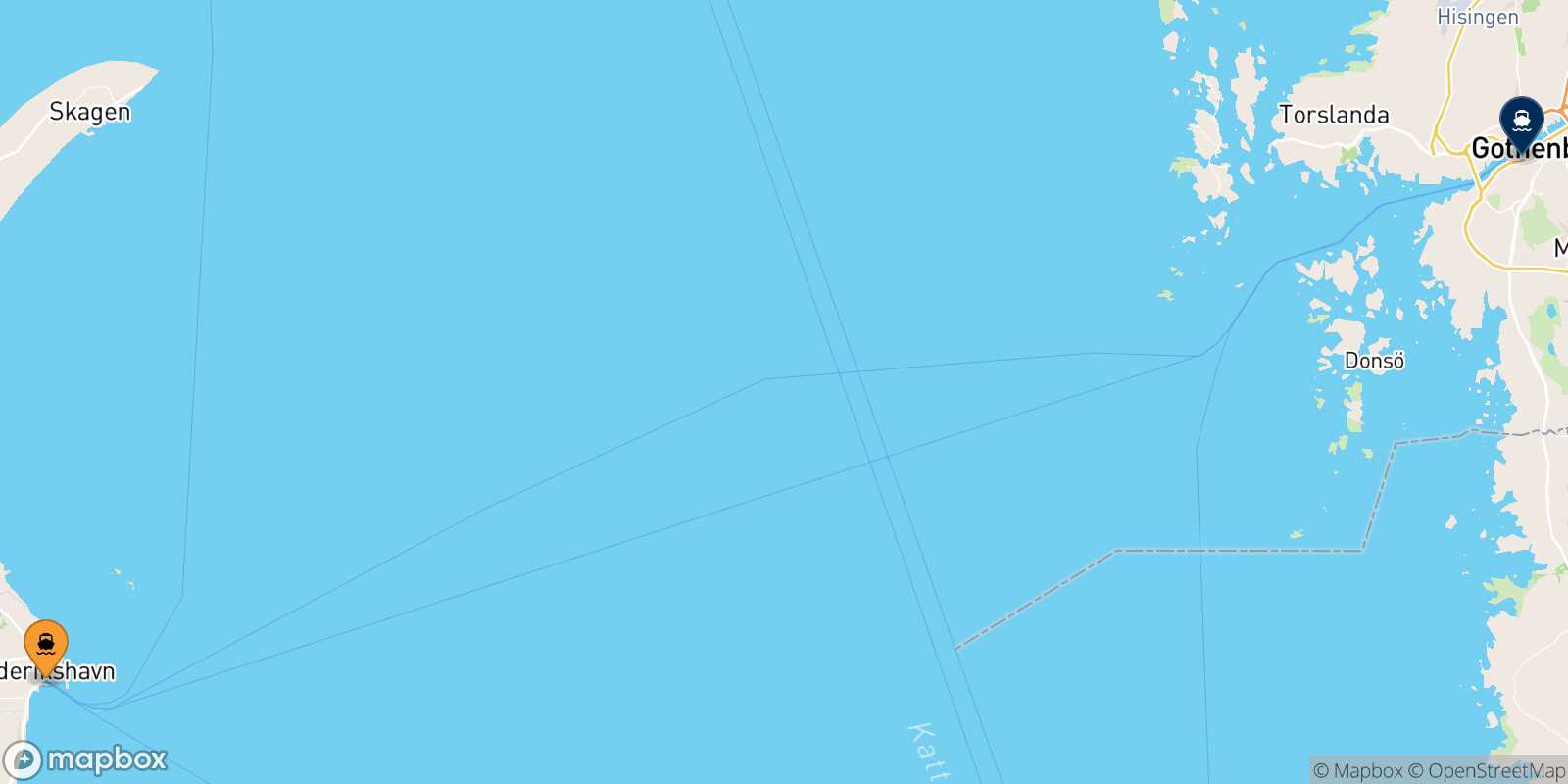 Carte des traverséesFrederikshavn Goteborg