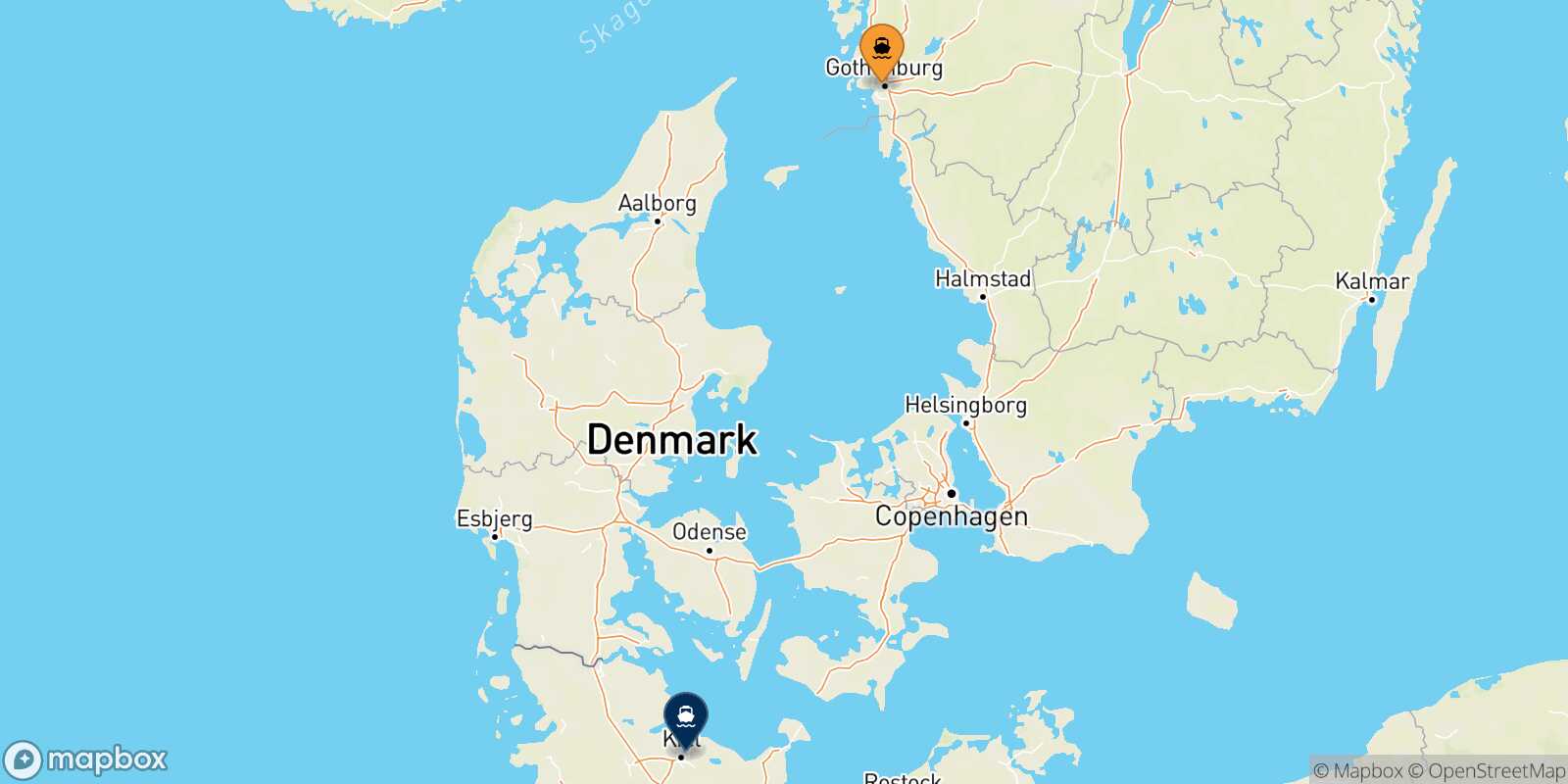 Carte des destinations de Goteborg