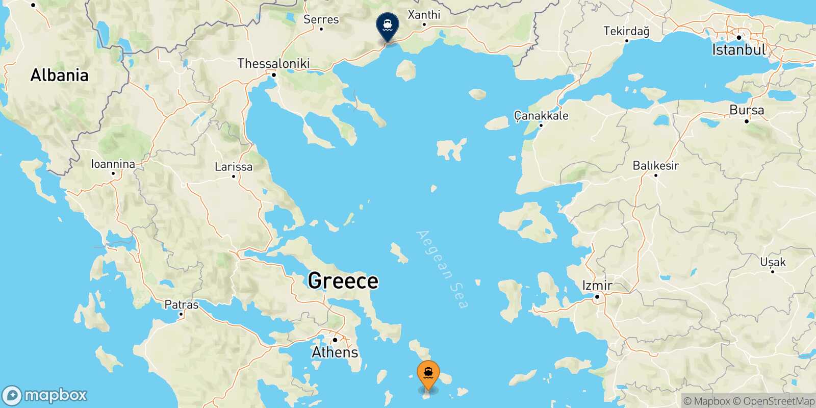 Carte des traverséesSyros Kavala