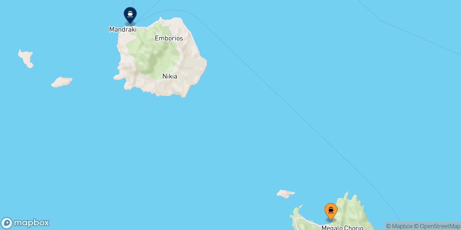 Carte des traverséesTilos Nisyros