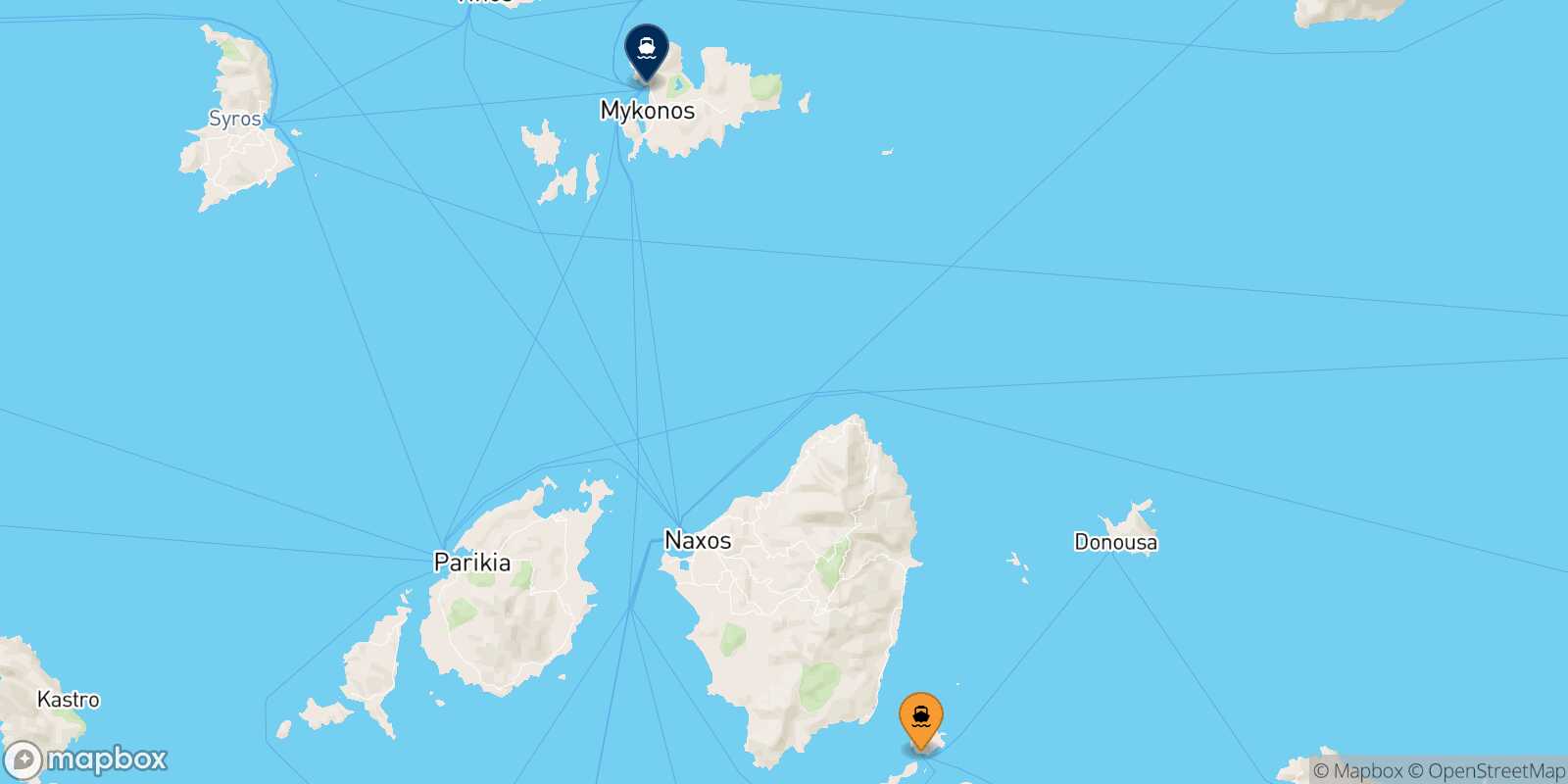 Carte des traverséesKoufonissi Mykonos