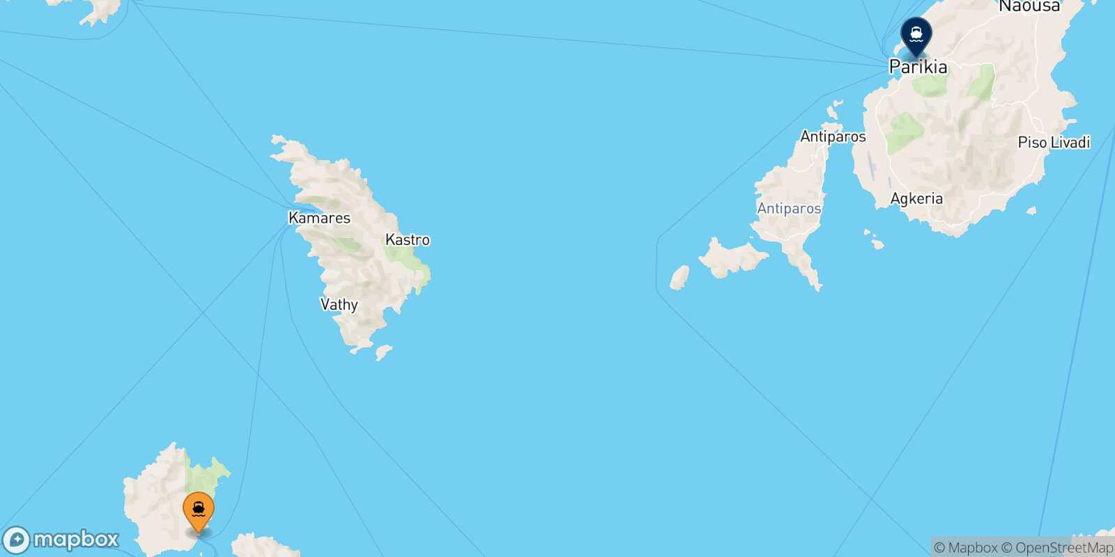 Carte des traverséesKimolos Paros