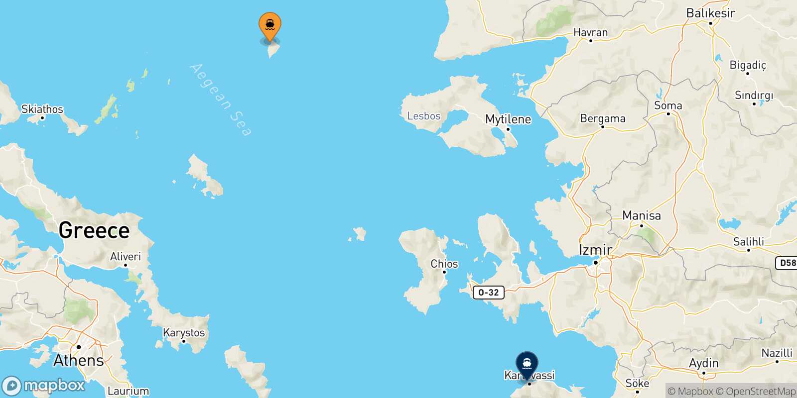 Carte des traverséesAgios Efstratios Karlovassi (Samos)