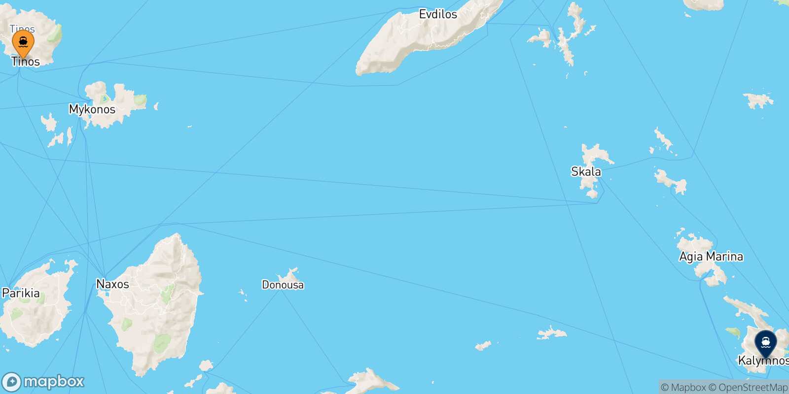 Carte des traverséesTinos Kalymnos