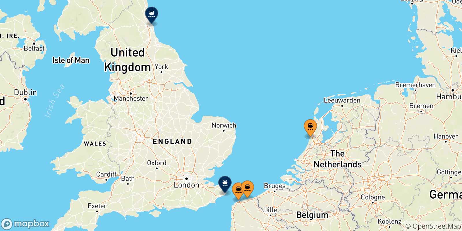 Carte des ports le Royaume-uni