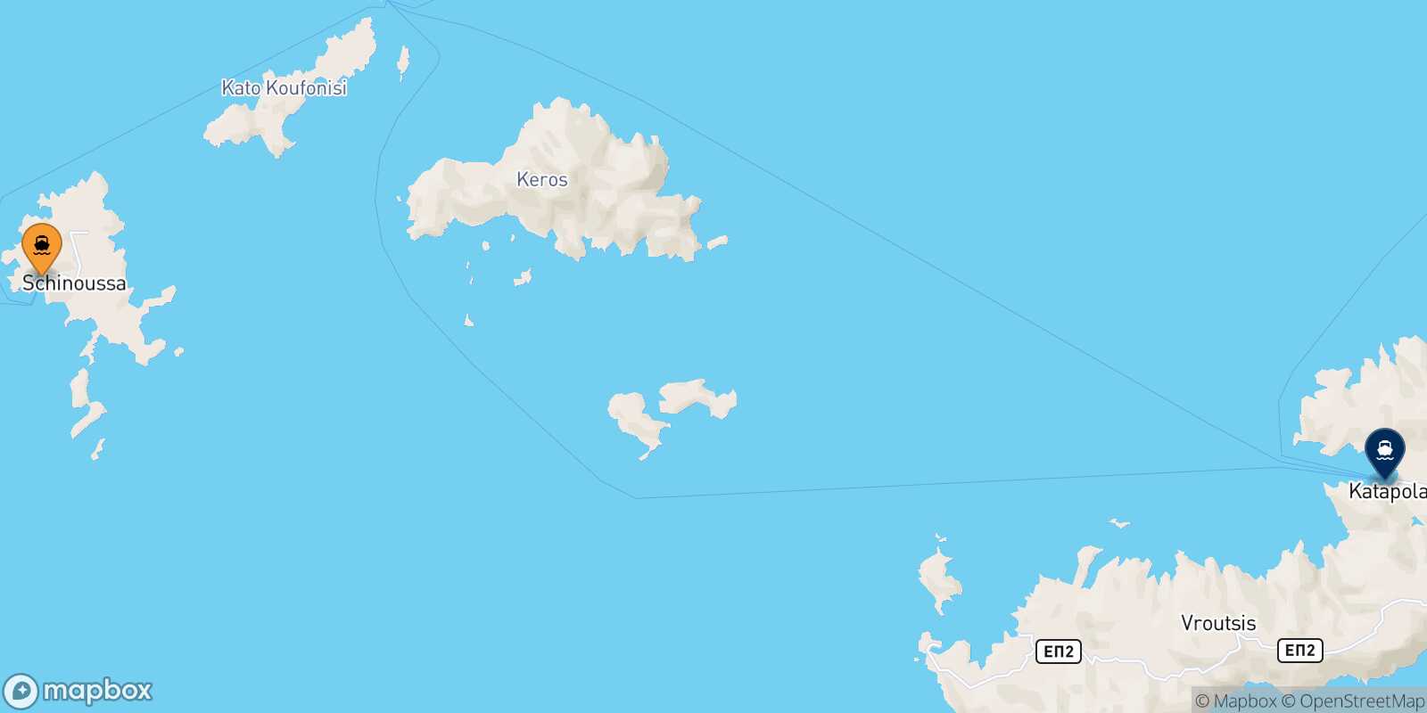 Carte des traverséesSchinoussa Katapola (Amorgos)