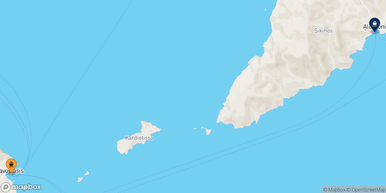 Carte des traverséesFolegandros Sikinos