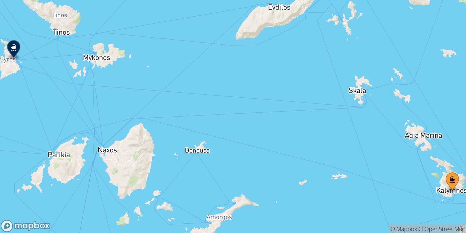 Carte des traverséesKalymnos Syros