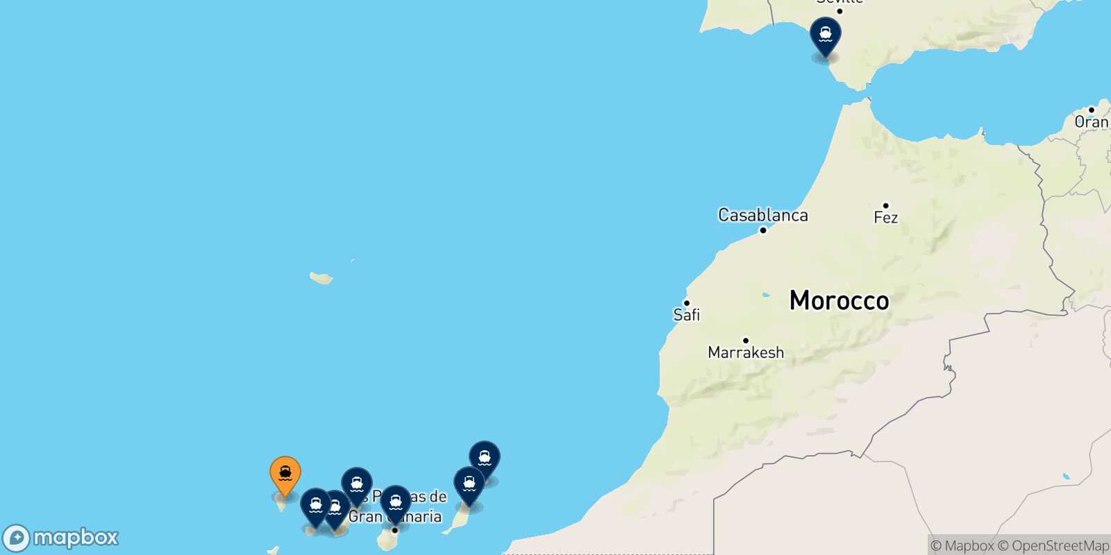 Carte des destinations de Santa Cruz De La Palma