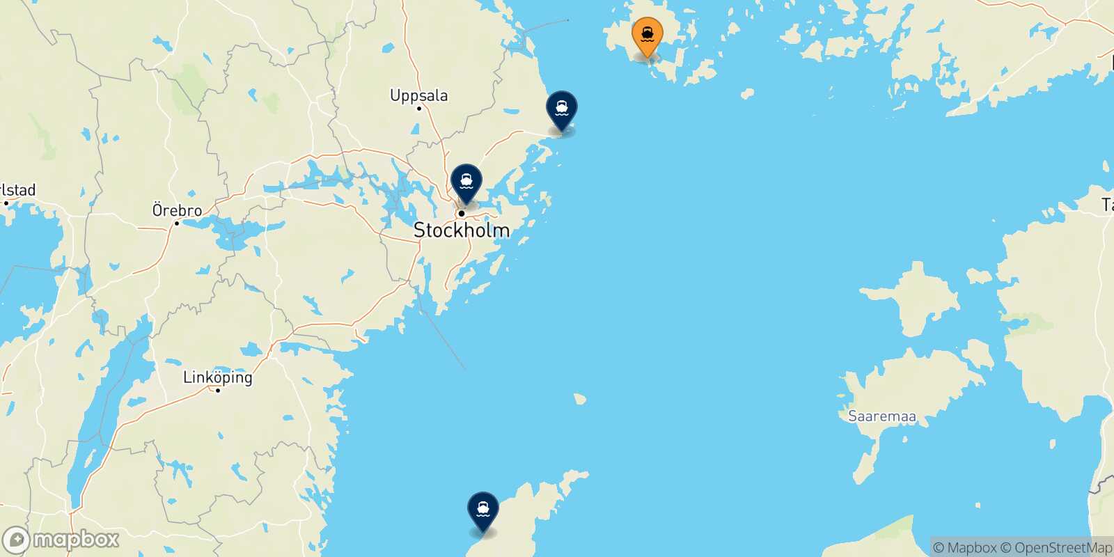 Carte des destinations de Mariehamn