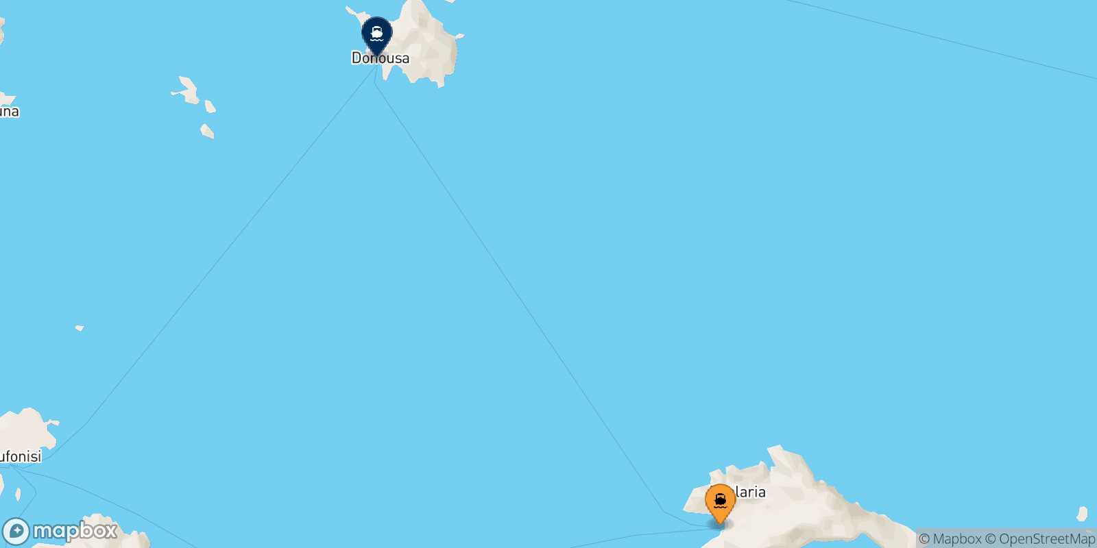 Carte des traverséesAegiali (Amorgos) Donoussa