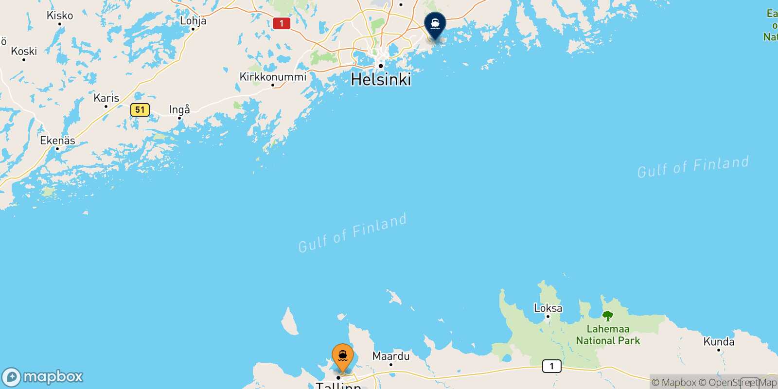 Carte des traverséesTallinn Vuosaari